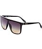 Color:Matte Black/Black Gold - Image 1 - Women's Nightfall Extra Large 52mm Shield Sunglasses