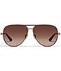 QUAY Women's Open Tab 54mm Aviator Sunglasses, Color:Chocolate/Brown Fawn - Image 2