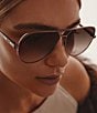 QUAY Women's Open Tab 54mm Aviator Sunglasses, Color:Chocolate/Brown Fawn - Image 4