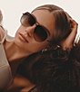 QUAY Women's Open Tab 54mm Aviator Sunglasses, Color:Chocolate/Brown Fawn - Image 6