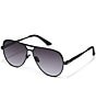 QUAY Women's Open Tab 54mm Aviator Sunglasses, Color:Black/Smoke - Image 1