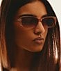 QUAY Women's Vibe Check 35mm Rectangle Sunglasses, Color:Primrose/Sepia - Image 3