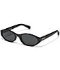 QUAY Unisex Aura Points 35mm Round Sunglasses, Color:Black/Smoke - Image 1