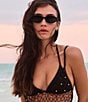 QUAY Unisex Aura Points 35mm Round Sunglasses, Color:Black/Smoke - Image 3