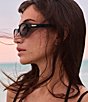 QUAY Unisex Aura Points 35mm Round Sunglasses, Color:Black/Smoke - Image 4