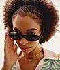 QUAY Unisex Aura Points 35mm Round Sunglasses, Color:Black/Smoke - Image 5