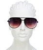 QUAY Unisex High Key Extra Large 55mm Aviator Sunglasses, Color:Black/Black Plum Pink - Image 2