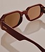 QUAY Unisex Hyped Up 38mm Rectangle Sunglasses, Color:Dahlia/Brown - Image 3