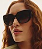 QUAY Women's Busy Busy 53mm Square Sunglasses, Color:Black/Smoke - Image 3