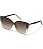 QUAY Women's Ever After Large 54mm Square Sunglasses, Color:Black Yellow/Brown - Image 1