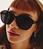 QUAY Women's Guess Again 53mm Polarized Round Sunglasses, Color:Black - Image 3