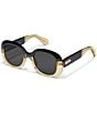 QUAY Women's Impromptu 53mm Round Sunglasses, Color:Black Yellow/Smoke - Image 1