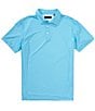 Quieti Mini Print Short Sleeve Polo Shirt, Color:Aqua - Image 1