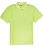Color:Neon Green - Image 1 - Solid Jacquard Short Sleeve Polo Shirt