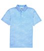 Color:Light Blue - Image 1 - Speckled Print Short Sleeve Polo Shirt