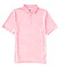 Color:Pink - Image 1 - Speckled Print Short Sleeve Polo Shirt