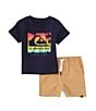 Color:Assorted - Image 1 - Baby Boys 12-24 Months Short-Sleeve Logo/Graphic Jersey T-Shirt & Solid Tech Shorts Set