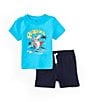 Color:Assorted - Image 1 - Baby Boys 12-24 Months Short-Sleeve Shark Graphic Jersey T-Shirt & Solid Tech Shorts Set