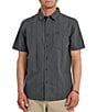 Quiksilver Dobby Stripe Collared Neckline Short Sleeve Button Front Seersucker Shirt - Image 1