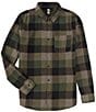 Color:Major Brown - Image 1 - Motherfly Long Sleeve Textured Yarn-Dyed Checked Brushed Flannel Shirt