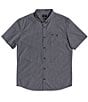 Color:Black - Image 1 - Short-Sleeve Winfall Soft Textured Button Down Shirt