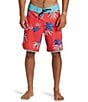 Color:Cayenne - Image 1 - Surfsilk Scallop 19#double; Outseam Tropical Print Board Shorts