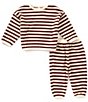 Quincy Mae Baby Boys Slouch Stripe Waffle Top & Matching Pants Set - Image 1