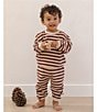 Quincy Mae Baby Boys Slouch Stripe Waffle Top & Matching Pants Set - Image 2