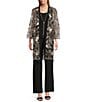 R & M Richards Multi Needle Sequence Duster 3-Piece Pantsuit, Color:Black/Gold - Image 1