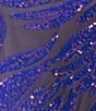 R & M Richards 2 Tone Rainbow Sequin Sheath Dress, Color:Navy/Violet - Image 3