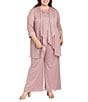R & M Richards 3 Piece Beaded Duster Pant Set, Color:Mauve - Image 1