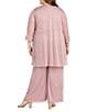R & M Richards 3 Piece Beaded Duster Pant Set, Color:Mauve - Image 2