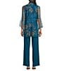 R & M Richards 3-Piece Sequin Mesh Pant Set, Color:Peacock - Image 2