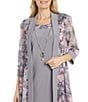 Color:Silver/Pink - Image 5 - 3/4 Sleeve Crew Neck Printed 2-Piece Jacket Dress