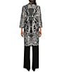 R & M Richards 3/4 Sleeve Round Neck Embellished Sequin Duster Jacket 3-Piece Pant Set, Color:Silver/Black - Image 2