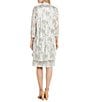 Color:Champagne - Image 2 - 3/4 Sleeve Round Neck Pleated Floral 2-Piece Jacket Dress