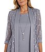 Color:Silver - Image 3 - 3/4 Sleeve Round Neck Sequin 2-Piece Jacket Dress