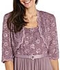 Color:Dark Rose - Image 5 - 3/4 Sleeve Scoop Neck Lace 2-Peice Jacket Dress