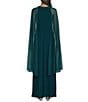 R & M Richards Beaded Crew Neck Sleeveless Cape Sheath Dress - Image 2