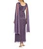 Color:Iris - Image 2 - Cape Sleeve V-Neck Empire Waist Dress