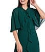 R & M Richards Crepe Chiffon 2-Piece Short Sleeve Capelet Ruffle Gown, Color:Emerald - Image 5