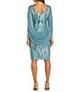 Color:Seafoam - Image 2 - Drape Back Sleeve V-Neck Sequin Embellished Dress