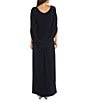 Color:Navy - Image 2 - Drape Back Sleeveless Sweetheart Neck Ruched Waist Gown