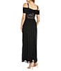 Color:Black/Nude - Image 2 - Draped Cap Sleeve Sweetheart Neck Lace Bodice Gown