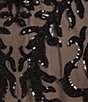 R & M Richards Embroidered Sequin Power Mesh V-Neck 3/4 Sleeve Godet Skirt Gown, Color:Black/Nude - Image 3