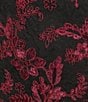 R & M Richards Embroidered Sequin Two Tone Corded Lace Sleeveless Gown, Color:Black/Wine - Image 3