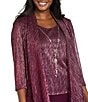 R & M Richards Festival Hologram Sequin 3-Piece Duster Pant Set, Color:Merlot - Image 5