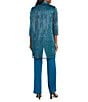 R & M Richards Festival Hologram Sequin 3-Piece Duster Pant Set, Color:Peacock - Image 2