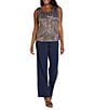 R & M Richards Festival Hologram Sequin 3-Piece Duster Pant Set, Color:Navy/Rose - Image 3