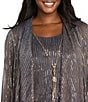 R & M Richards Festival Hologram Sequin 3-Piece Duster Pant Set, Color:Navy/Rose - Image 5